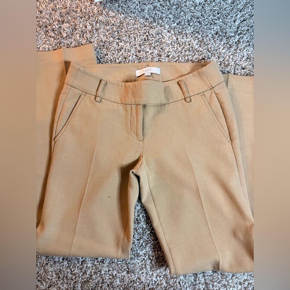 LOFT Tan Cropped Dress Pants